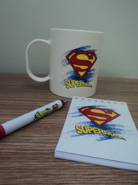 Kit - Caneca, Bloquinho e Caneca - Super Mãe ou Pai